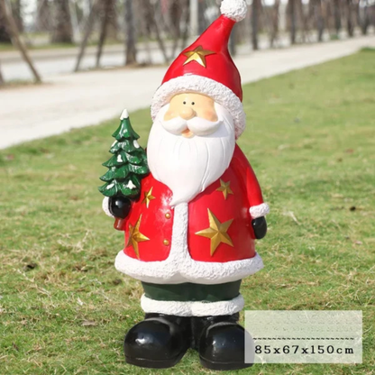 Kit Estátua de Papai Noel e Boneco de Neve em Fibra de Vidro e Decoração Natal Shopping