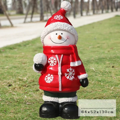 Kit Estátua de Papai Noel e Boneco de Neve em Fibra de Vidro e Decoração Natal Shopping