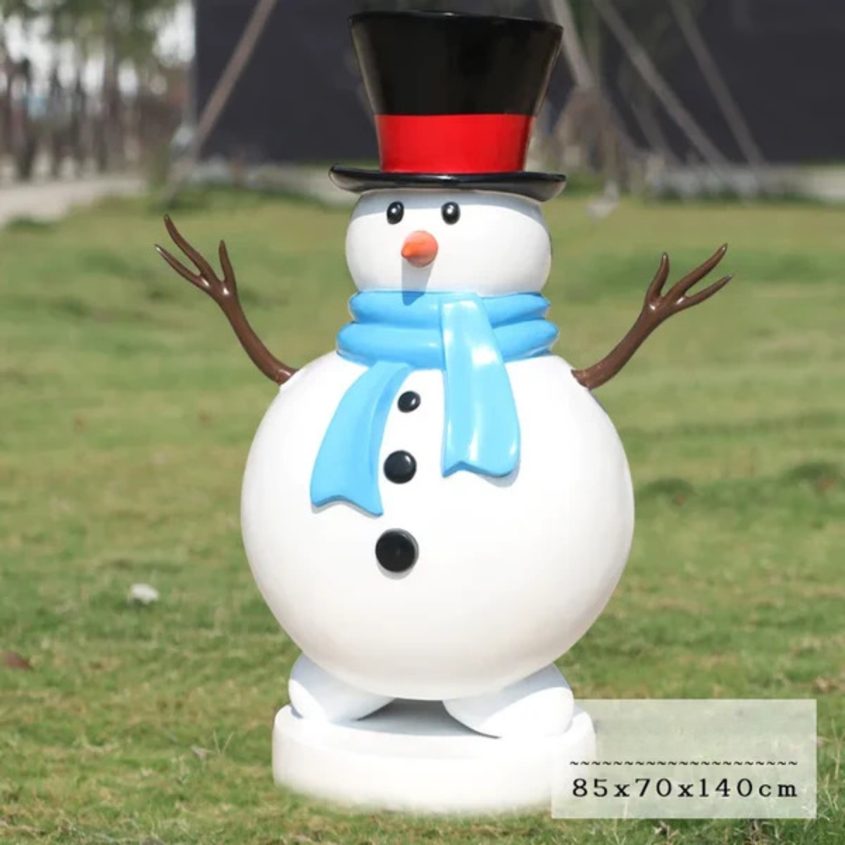 Kit Estátua de Papai Noel e Boneco de Neve em Fibra de Vidro e Decoração Natal Shopping