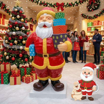 Papai Noel Gigante Decorativo para Decoração Natalina e Papai Noel para Shopping Center