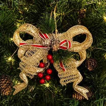 Laço Dourado Decorativo para Shopping Center, Laço de Natal para Vitrines e Eventos