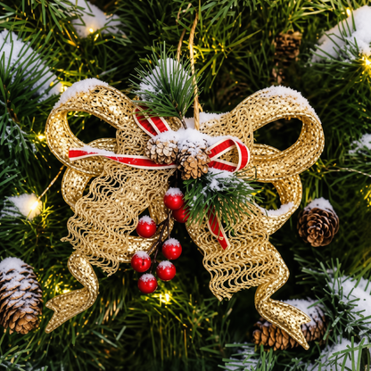 Laço Dourado Decorativo para Shopping Center, Laço de Natal para Vitrines e Eventos