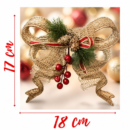 Laço Dourado Decorativo para Shopping Center, Laço de Natal para Vitrines e Eventos