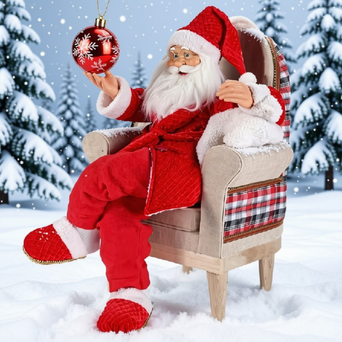 Papai Noel Decorativo Shopping Center Decoração Natalina Papai Noel Sentado Poltrona