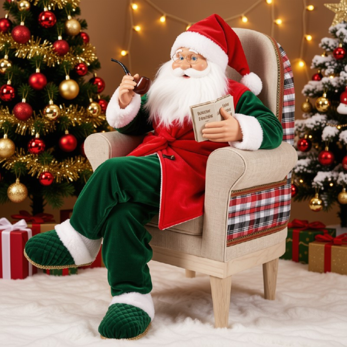 Papai Noel Decorativo Shopping Center Decoração Natalina Papai Noel Sentado Poltrona