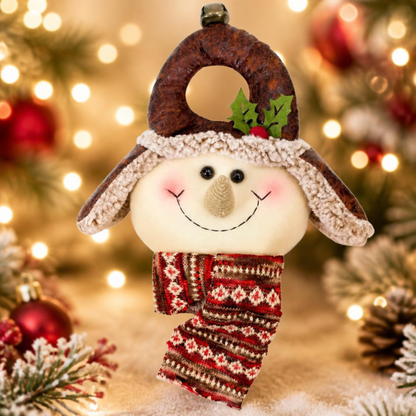 Enfeite Natal Boneco de Neve Marrom com Árvore de Natal 38,5cm, Boneco Neve Árvore