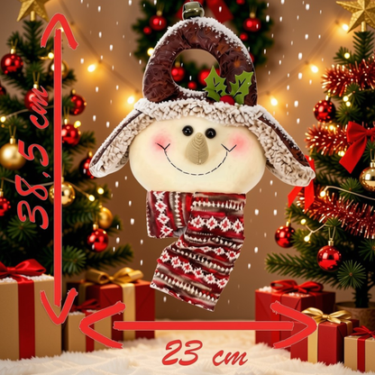 Enfeite Natal Boneco de Neve Marrom com Árvore de Natal 38,5cm, Boneco Neve Árvore