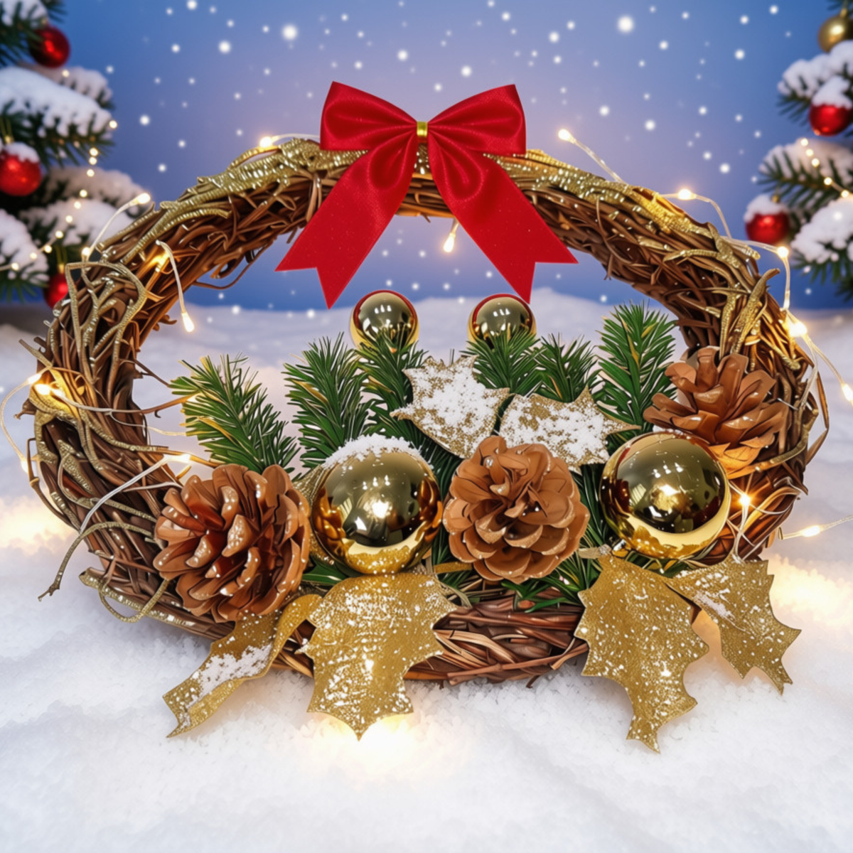 Guirlanda Natalina de Luxo para Porta de Entrada, Elegante para Decoração de Natal 30cm