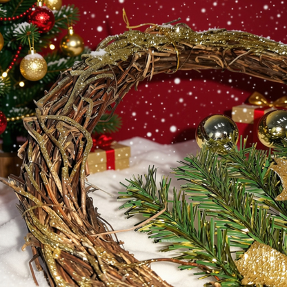 Guirlanda Natalina de Luxo para Porta de Entrada, Elegante para Decoração de Natal 30cm