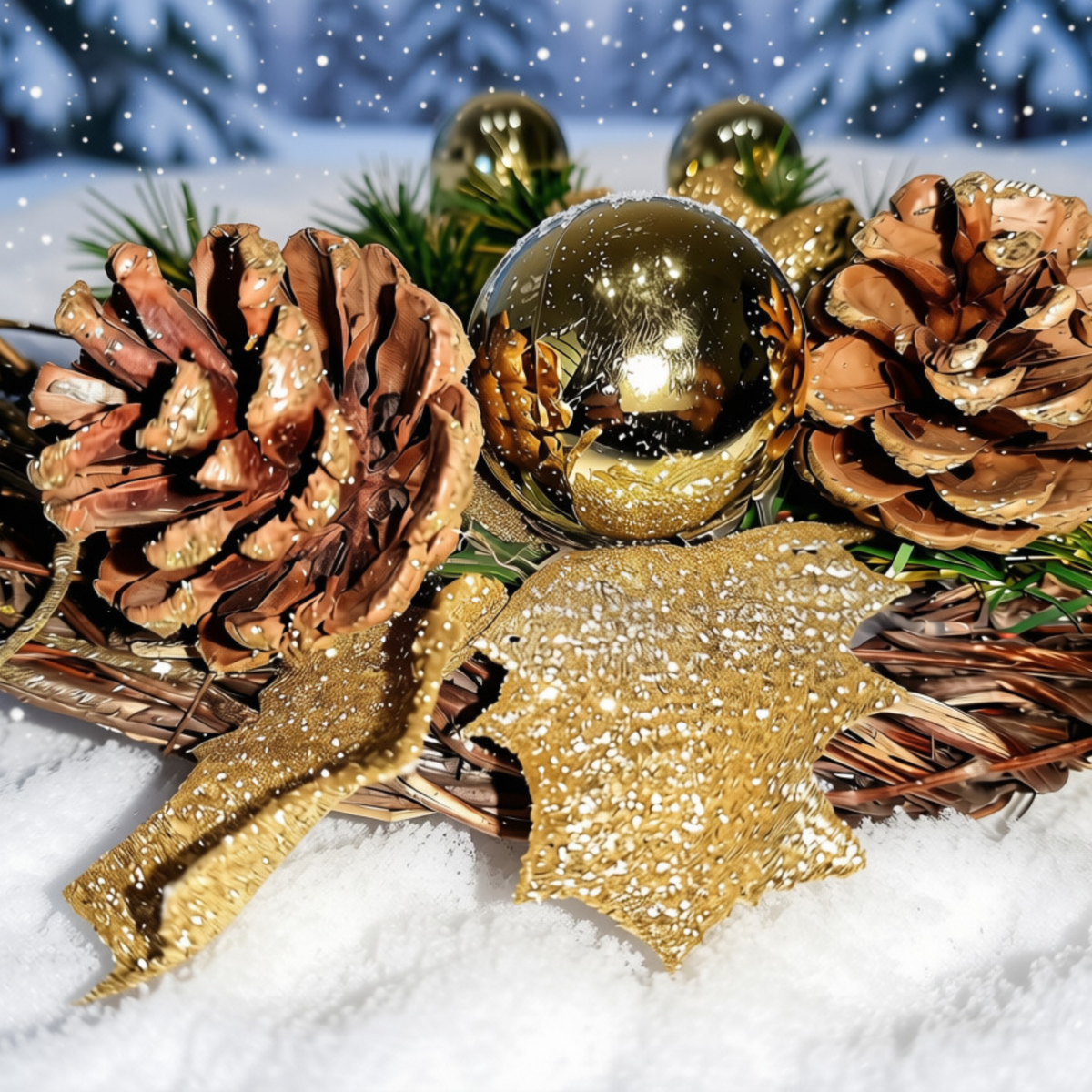 Guirlanda Natalina de Luxo para Porta de Entrada, Elegante para Decoração de Natal 30cm