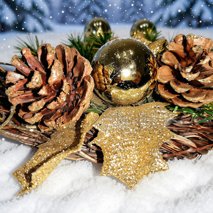 Guirlanda Natalina de Luxo para Porta de Entrada, Elegante para Decoração de Natal 30cm