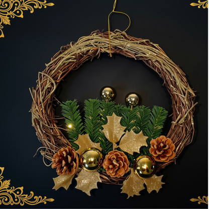 Guirlanda Natalina de Luxo para Porta de Entrada, Elegante para Decoração de Natal 30cm