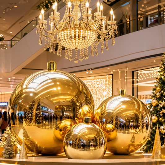 Bola Natal Brilhante para Shopping Center, Bola Decorativa Natal 40cm Brilhante