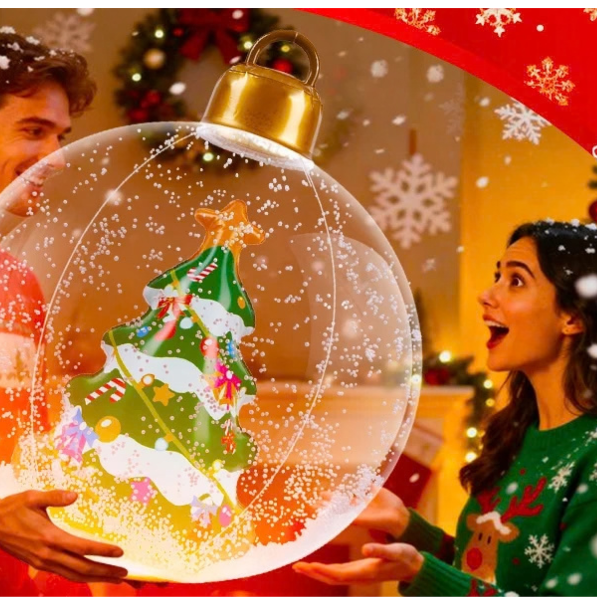 Bolas Decorativas Insufláveis de PVC 24 Polegadas para Shopping, Ornamento Inflável Natal