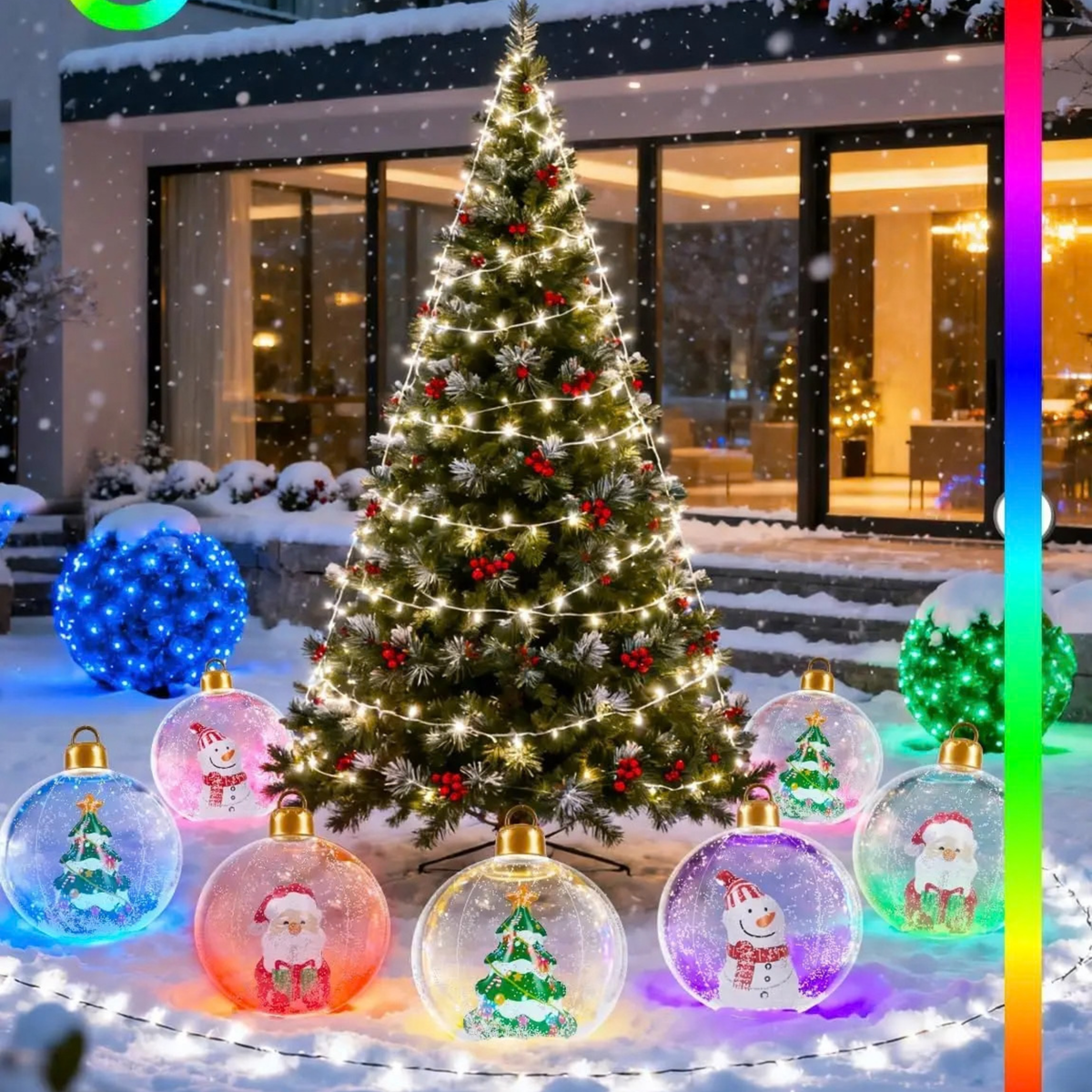 Bolas Decorativas Insufláveis de PVC 24 Polegadas para Shopping, Ornamento Inflável Natal