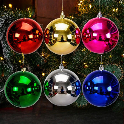 Bolas de Natal Lisas e Brilhantes Acabamento Metalizado/Eletrodepositado Cores Variadas