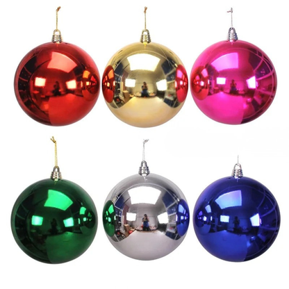 Bolas de Natal Lisas e Brilhantes Acabamento Metalizado/Eletrodepositado Cores Variadas