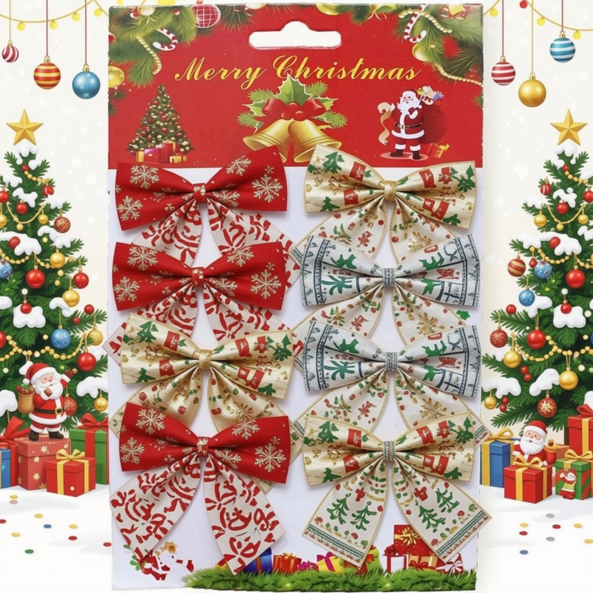 Laço Glitter Dourado Natal, Kit Enfeite Árvore de Natal Laço Lacinho Glitter Dourado