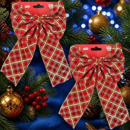 Kit Enfeite Árvore de Natal Laço, Lacinho Glitter Dourado para Decoração de Natal