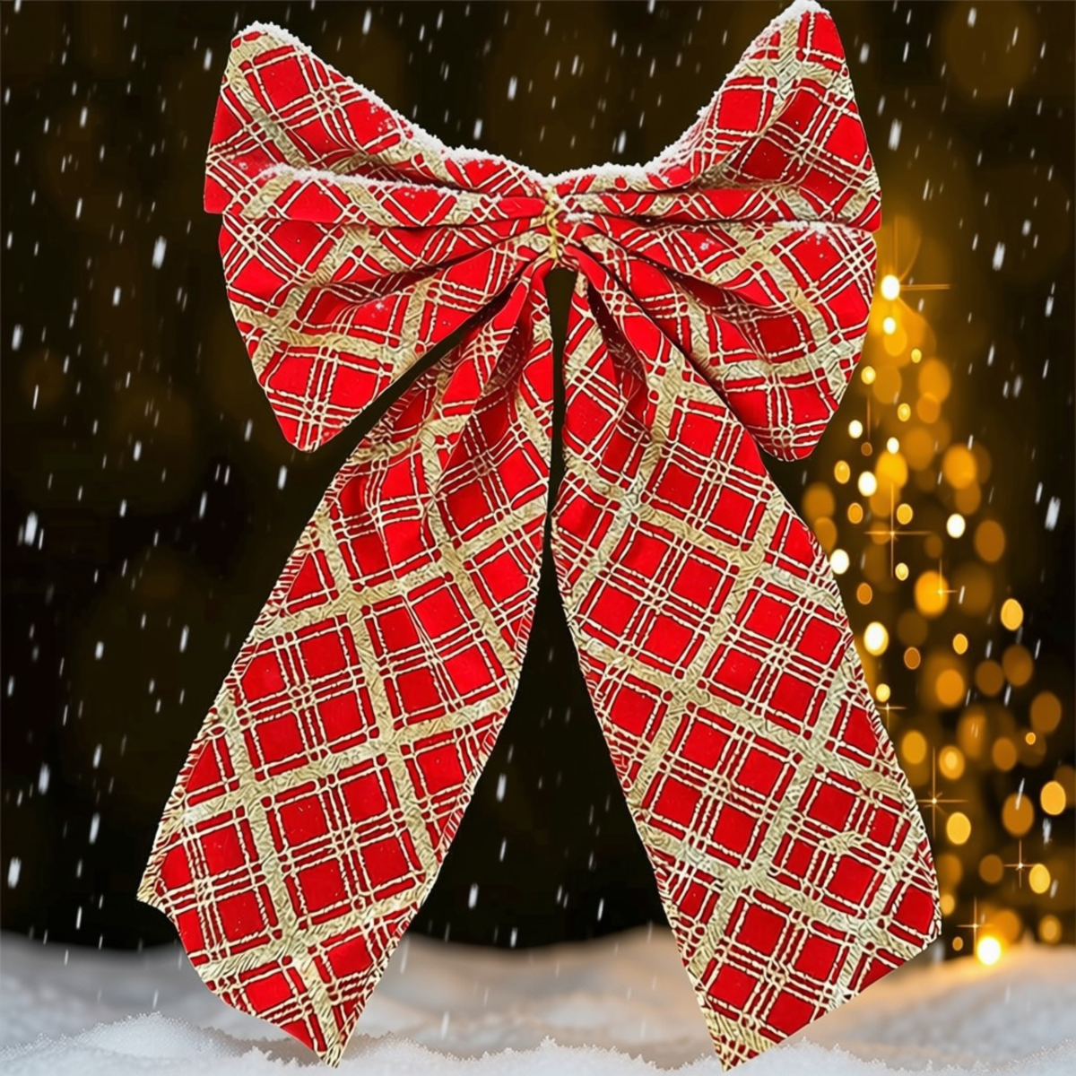 Kit Enfeite Árvore de Natal Laço, Lacinho Glitter Dourado para Decoração de Natal