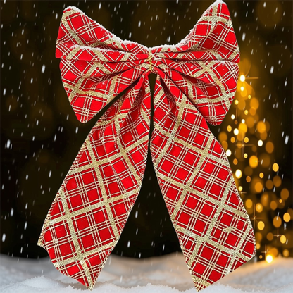 Kit Enfeite Árvore de Natal Laço, Lacinho Glitter Dourado para Decoração de Natal