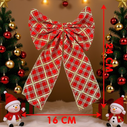 Kit Enfeite Árvore de Natal Laço, Lacinho Glitter Dourado para Decoração de Natal