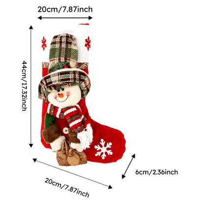 Kit 1 Meias de Natal 3D / Botas Decorativas com Papai Noel, Boneco de Neve e Rena