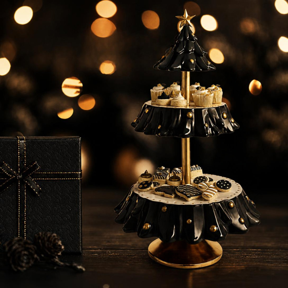 Suporte de Lanche de Frutas para Árvores de Natal e Suporte Decorativo para Tigelas