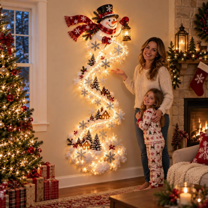 Luminária de Parede Caminho Mágico de Natal, Decoração de Parede com Cena Natalina em LED 3D Brilhante