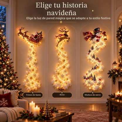 Luminária de Parede Caminho Mágico de Natal, Decoração de Parede com Cena Natalina em LED 3D Brilhante