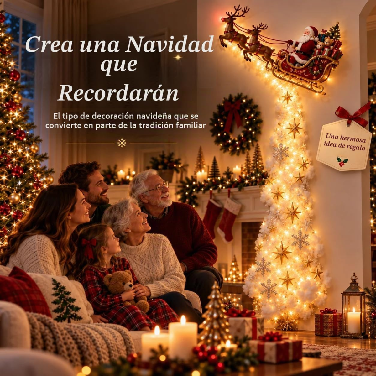 Luminária de Parede Caminho Mágico de Natal, Decoração de Parede com Cena Natalina em LED 3D Brilhante