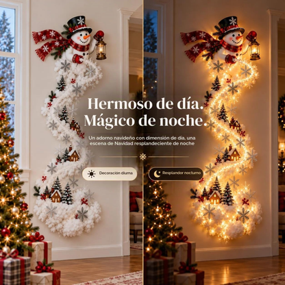 Luminária de Parede Caminho Mágico de Natal, Decoração de Parede com Cena Natalina em LED 3D Brilhante