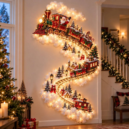 Luminária de Parede Caminho Mágico de Natal, Decoração de Parede com Cena Natalina em LED 3D Brilhante