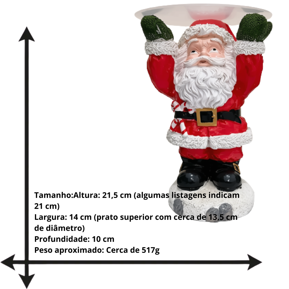 Bandejas Papai Noel Bandejas Lanches Enfeite Decorativo de Resina em Formato de Papai Noel
