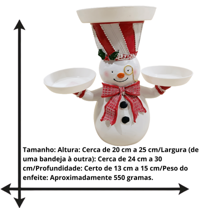 Suporte de Doces Boneco de Neve Enfeite Decorativo de Natal, Formato Boneco de Neve em Resina