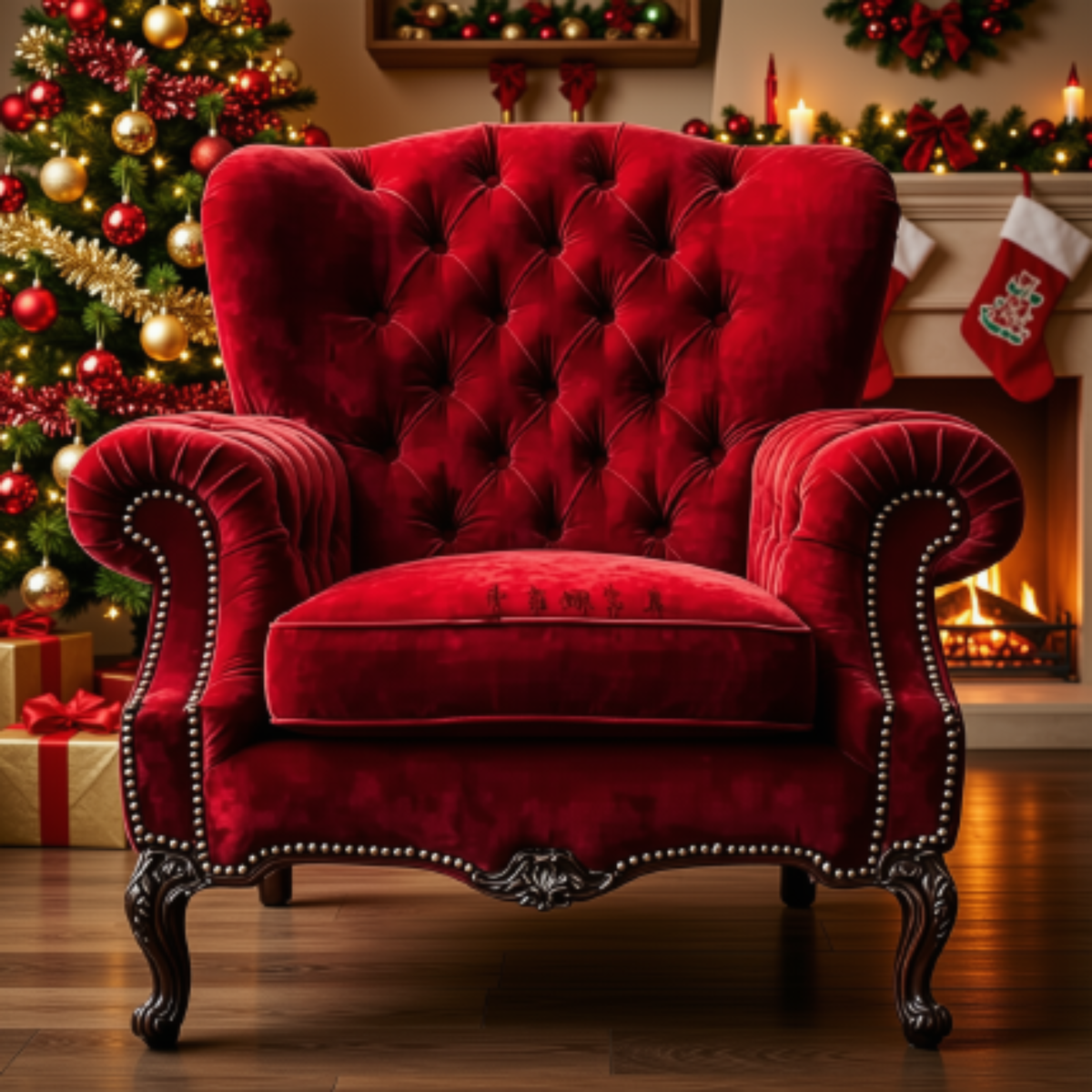 Trono Sofá de Estilo Barroco/Vitoriano e Trono Decorativo Vermelho para Shopping Centers