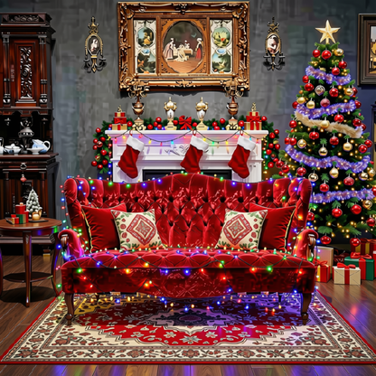 Tronos Clássicos Natalinos Vermelho e Veludo, Trono de Natal Luxo para Shopping Center