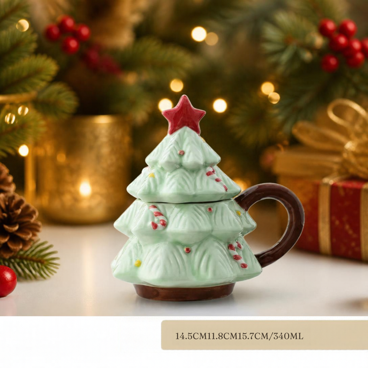 Caneca de Árvore Capacidade: 301ml*400ml Natal de Cerâmica Festiva Fácil de Limpar Xícara de Café de Natal