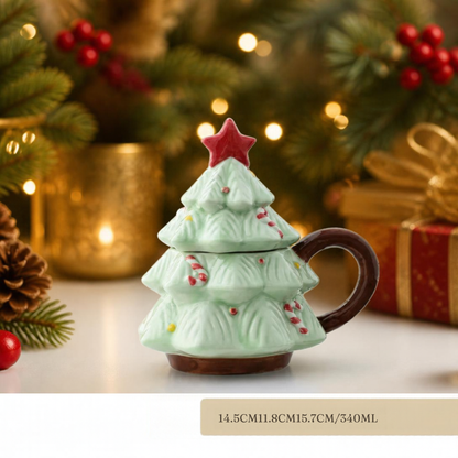 Caneca de Árvore Capacidade: 301ml*400ml Natal de Cerâmica Festiva Fácil de Limpar Xícara de Café de Natal
