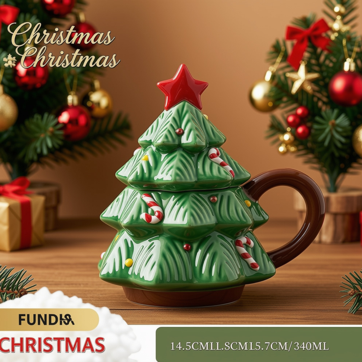 Caneca de Árvore Capacidade: 301ml*400ml Natal de Cerâmica Festiva Fácil de Limpar Xícara de Café de Natal