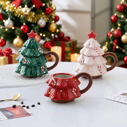 Caneca de Árvore Capacidade: 301ml*400ml Natal de Cerâmica Festiva Fácil de Limpar Xícara de Café de Natal