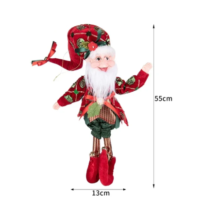 Enfeite Elfo Verde e Vermelho 45cm e 55cm Merita, Personagens Natalinos para Decoração
