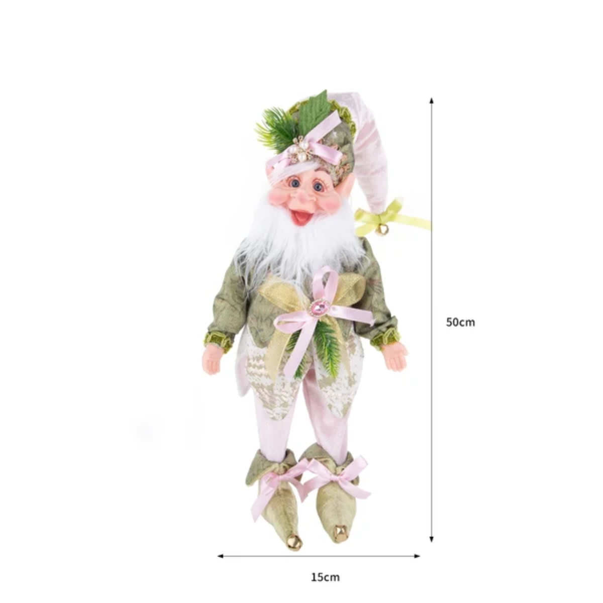 Enfeite Elfo Verde e Vermelho 45cm e 55cm Merita, Personagens Natalinos para Decoração