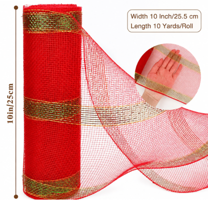 Fita de Malha de Natal Rolo de Tule com Glitter para Árvore e Guirlanda