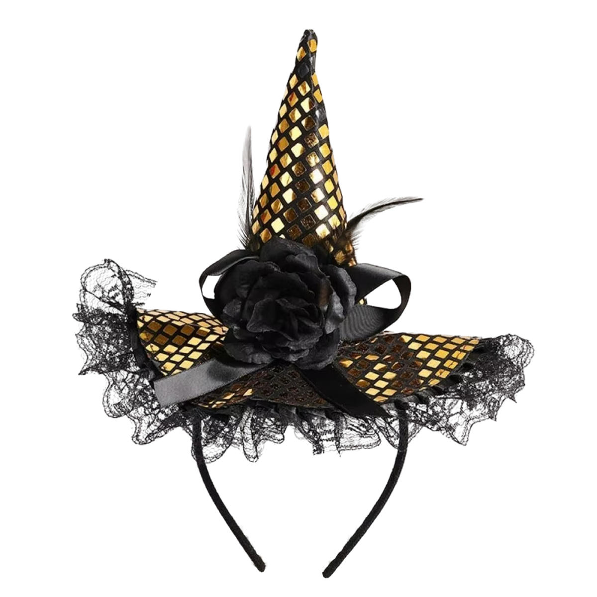 Tiara de Chapéu de Carnaval para Carnavalesco (um Acessório de Fantasia com um Mini Chapéu Cônico Roxo)
