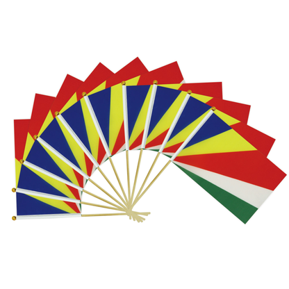 Bandeira de Seicheles (Seychelles), Exibida com Suas Dimensões de 21 cm de Largura por 14 cm de Altura