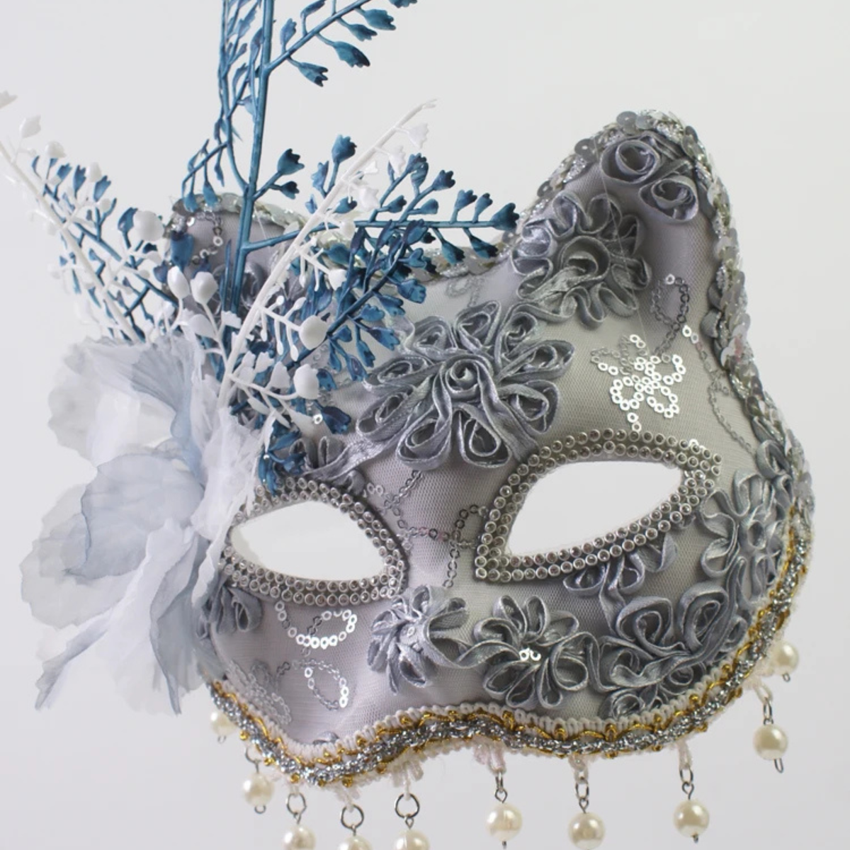 Baile de Máscaras em Formato de Gato/Raposa (Estilo Cat Mask ou Fox Cat Masquerade) Dourada e Lantejoulas