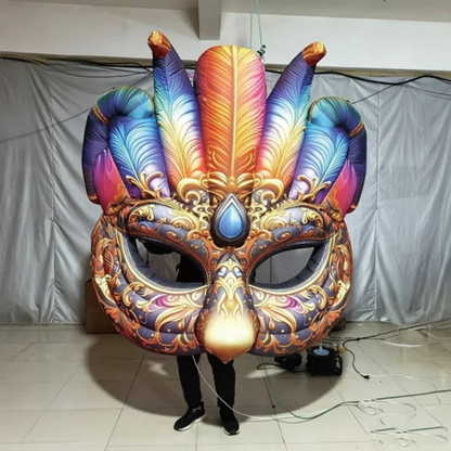 Máscara Veneziana Inflável Gigante (Estilo Carnaval ou Masquerade), Usada como Peça de Decoração Festas