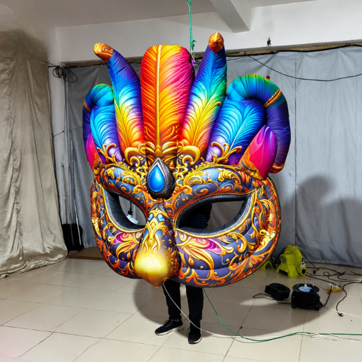 Máscara Veneziana Inflável Gigante (Estilo Carnaval ou Masquerade), Usada como Peça de Decoração Festas