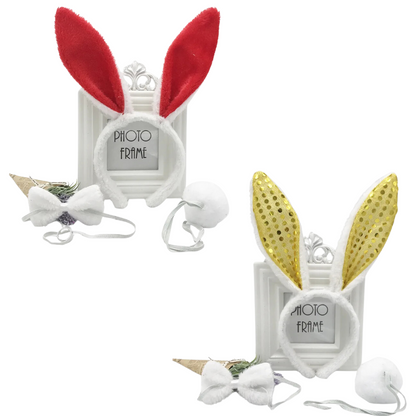 Kit Fantasia Coelhinha Pelúcia 3 Peças Tiara Gravata Rabo